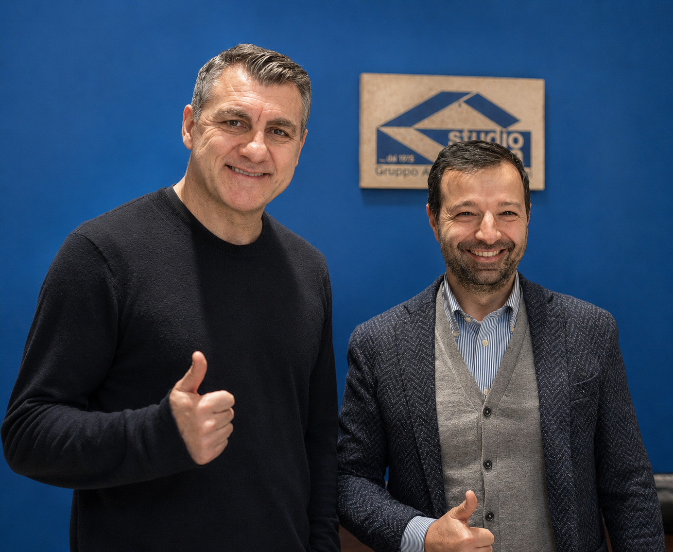 Christian Vieri in visita allo Studio Casa Bergamo con Luigi Malanchini